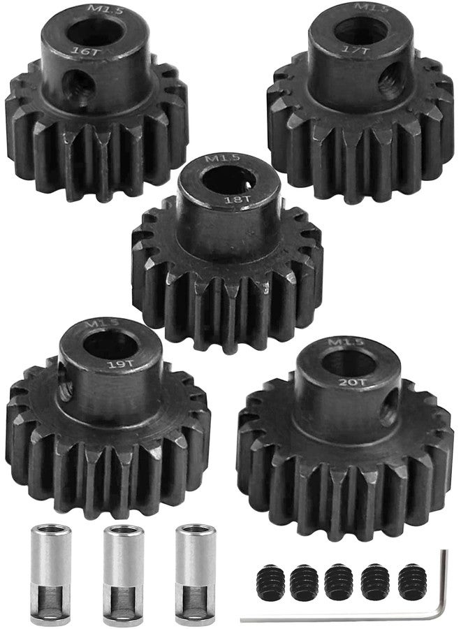 Rcarmumb M1.5 8mm Pinion Gear Set Upgrades Parts for 1/5 RC Car Brushed Brushless Motor,Steel 5PCS Mod 1.5 16T 17T 18T 19T 20T 8mm Shaft Motor Gear Set Hops Up - Image 1